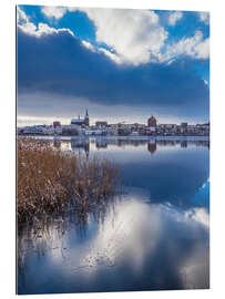 Gallery print View over the Warnow to the Hanseatic city of Rostock in winter