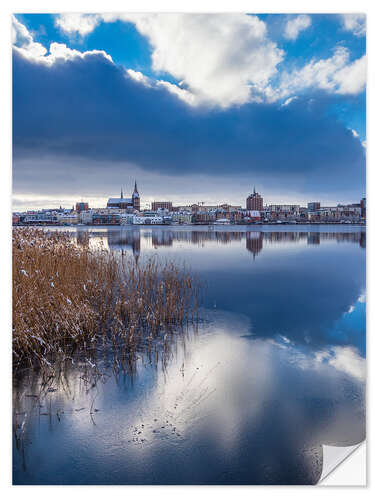 Wall sticker View over the Warnow to the Hanseatic city of Rostock in winter