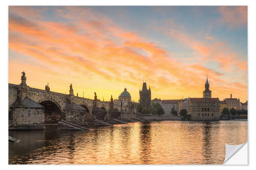 Självhäftande poster Sunrise in Prague