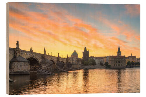 Wood print Sunrise in Prague