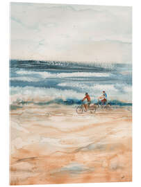 Acrylglasbild Strand-Radfahrer