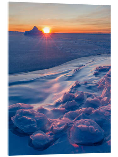 Quadro em acrílico Sunset on the banks of the frozen Disko Bay