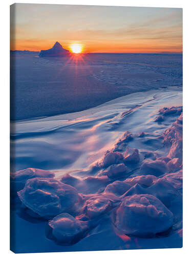 Canvas print Sunset on the banks of the frozen Disko Bay