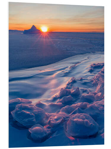 Foam board print Sunset on the banks of the frozen Disko Bay