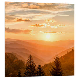 Foam board print Sunrise over the Oconaluftee Valley