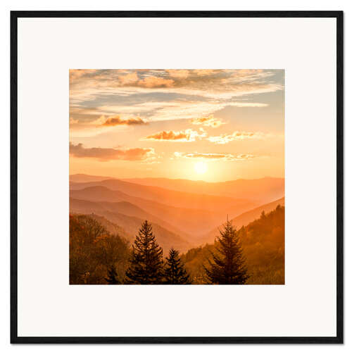 Plakat artystyczny premium w ramie Sunrise over the Oconaluftee Valley