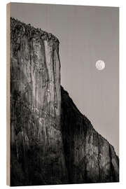 Obraz na drewnie Full moon rising near El Capitan at sunset - Ann Collins