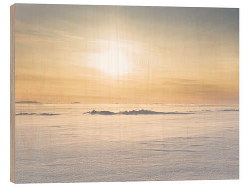 Quadro de madeira Sunset over frozen Melville Bay