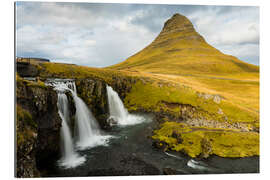 Tableau en plexi-alu Kirkjufell with waterfall