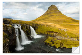 Selvklebende plakat Kirkjufell with waterfall