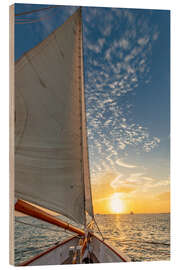 Wood print Sunset sail on schooner America 2.0 in Key West