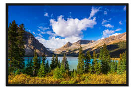 Gerahmter Kunstdruck Bow Lake und der Bow-Gletscher, Banff National Park