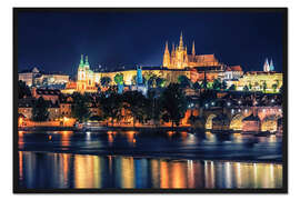 Gerahmter Kunstdruck Prag bei Nacht
