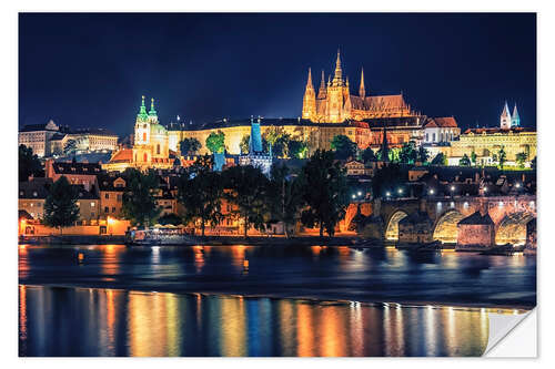 Naklejka na ścianę Prague by night