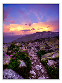 Póster Colorful sunset at the Furka Pass