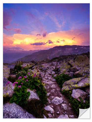 Wall sticker Colorful sunset at the Furka Pass