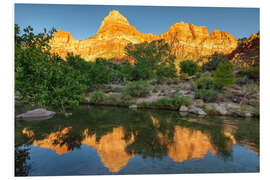 Foam board print Watchman Mountain at sunset in Zion National Park