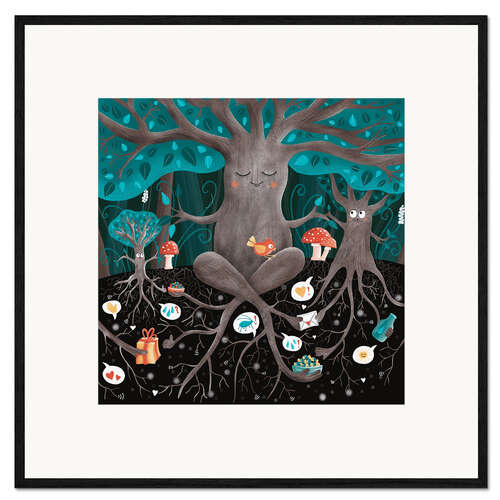 Ingelijste kunstdruk Communication of the forest