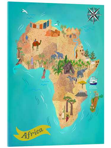 Acrylic print Illustrated Africa Map