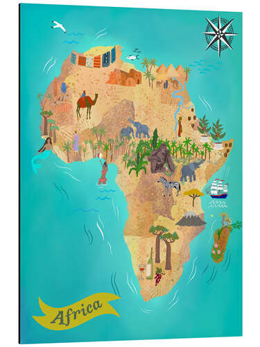 Quadro em alumínio Illustrated Africa Map