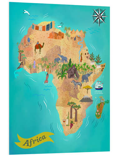 Foam board print Illustrated Africa Map