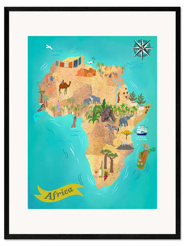 Framed art print Illustrated Africa Map
