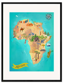 Impressão artística com moldura Illustrated Africa Map