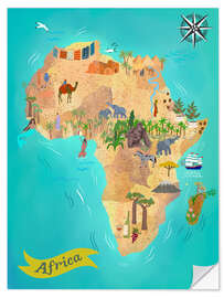 Selvklebende plakat Illustrated Africa Map