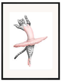 Gerahmter Kunstdruck Ballerina-Katze