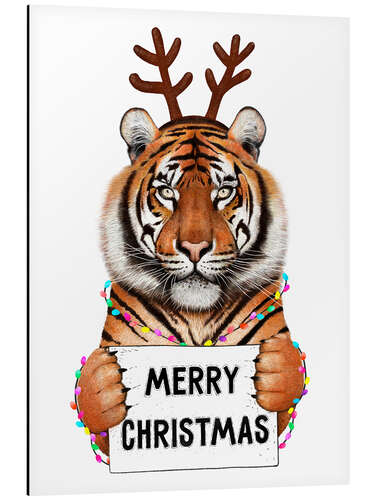 Tableau en aluminium Merry Christmas - christmas tiger