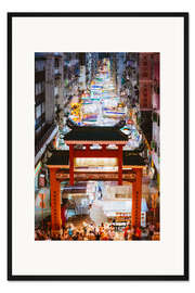 Gerahmter Kunstdruck Straßenmarkt, Hongkong