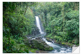 Selvklebende plakat Waterfall, Costa Rica