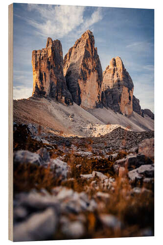 Wood print Three Peaks