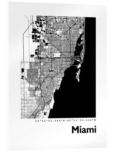 Tableau en verre acrylique Miami city map