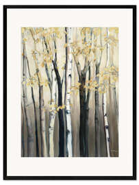 Inramat konsttryck Golden Birch I