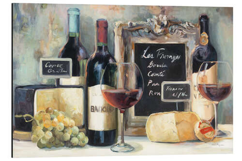 Aluminium print Mediterranean wine and cheese