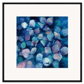 Kunsttryk i ramme Midnight Blue Hydrangeas