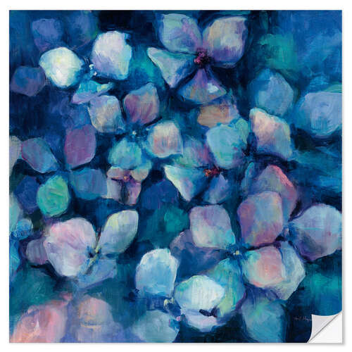 Sticker mural Midnight Blue Hydrangeas