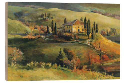 Wood print Tuscan Hillside