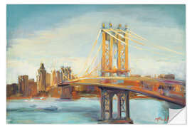 Selvklebende plakat Sunny Manhattan Bridge