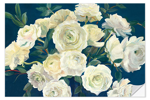 Selvklebende plakat Roses in Cobalt Vase