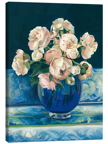 Canvas print Peonies in Cobalt Vase