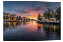 Foam board print Colorful sunset in Amsterdam