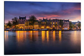 Aluminiumtavla Amstel river in Amsterdam at twilight