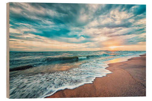 Quadro de madeira Sunset on the beach