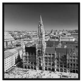 Gerahmter Kunstdruck Neues Rathaus, Marienplatz, München