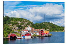 Aluminiumtavla View of the village of Farestad in Norway