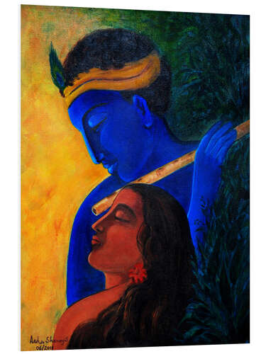 Foam board print The Eternal Lovers Radha and Krishna