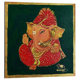 Aluminiumtavla Baby Ganesha in a Red turban