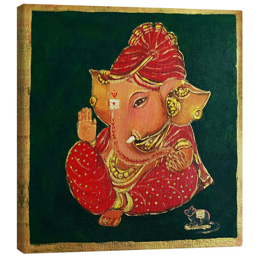 Canvas print Baby Ganesha in a Red turban